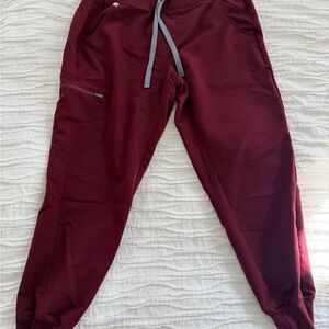 Figs Maroon Jogger Pants with Drawstring